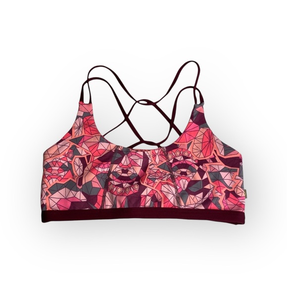 Maaji ꕥ Strappy Back Sports Bra Bralette Top ꕥ Pink Mauve Geometric Print ꕥ Med - Picture 14 of 16